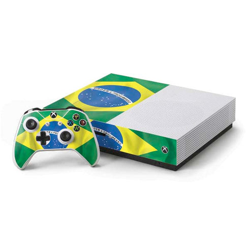 Brazil Flag Xbox One S Console and Controller Bundle Skin